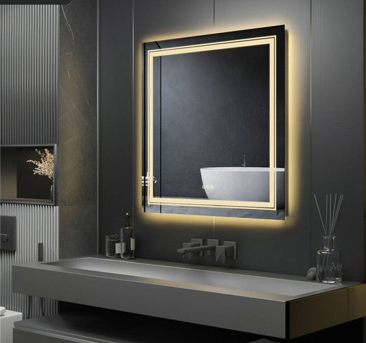 ELBURG, Square Anti-Fog Backlit Bathroom Mirror