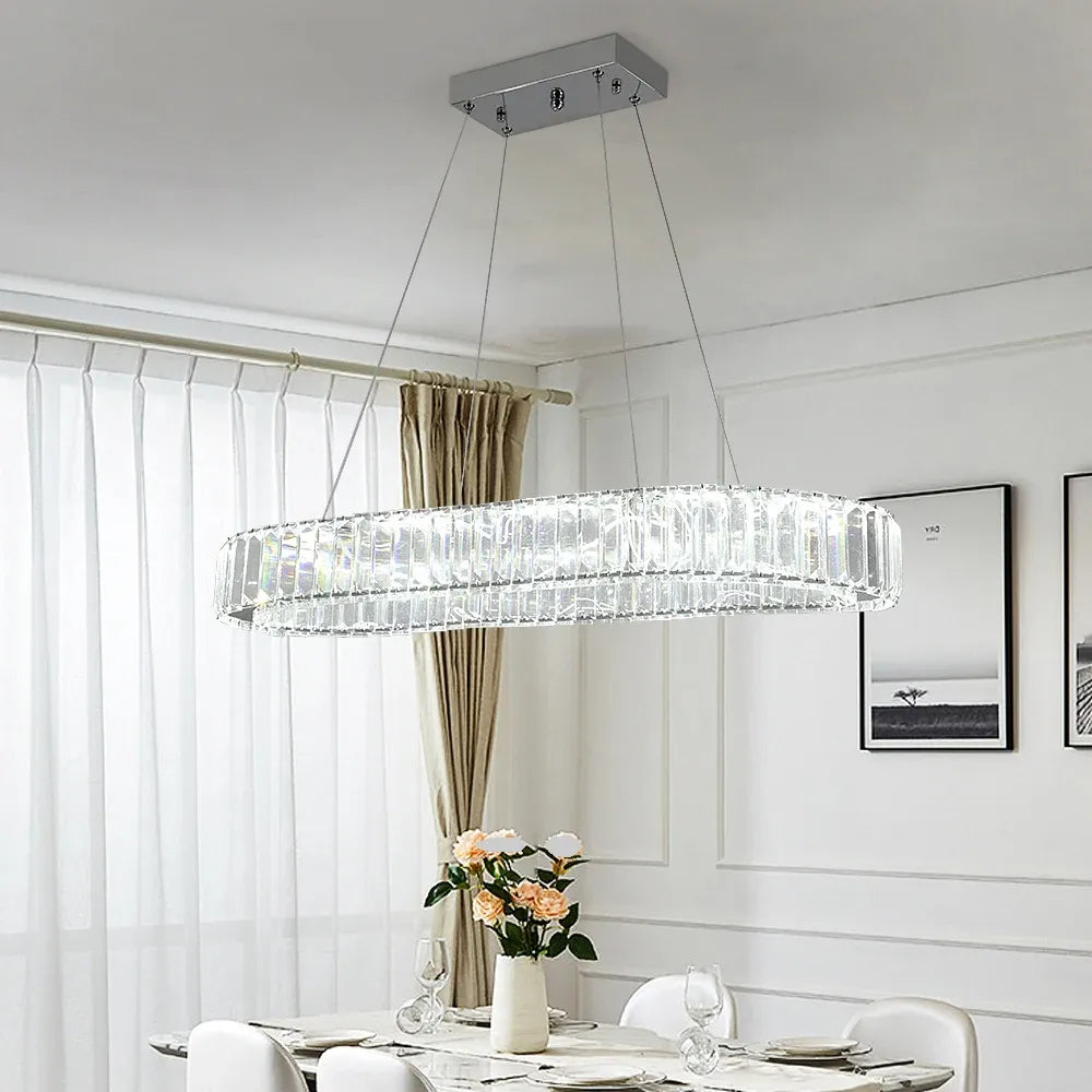 VANTAA, Modern Crystal Oval Pendant Chandelier