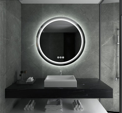 ELBURG, Round Anti-Fog Backlit Bathroom Mirror