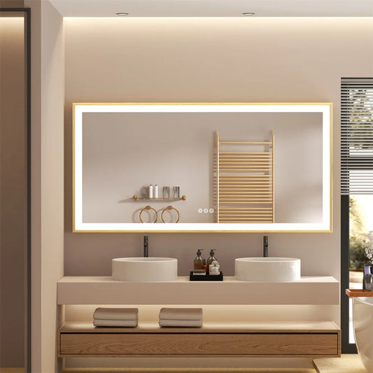 DUBAI, Rectangle Framed Anti-Fog Backlit Bathroom Mirror