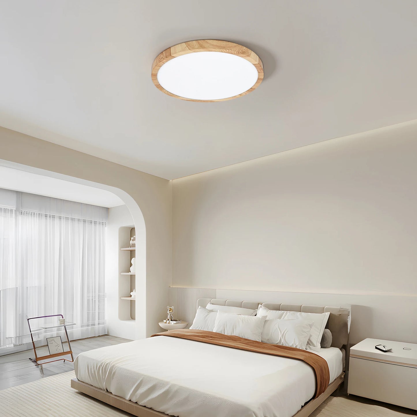 PHOENIX, Wood Effect Ultra-Slim Flush Ceiling Light