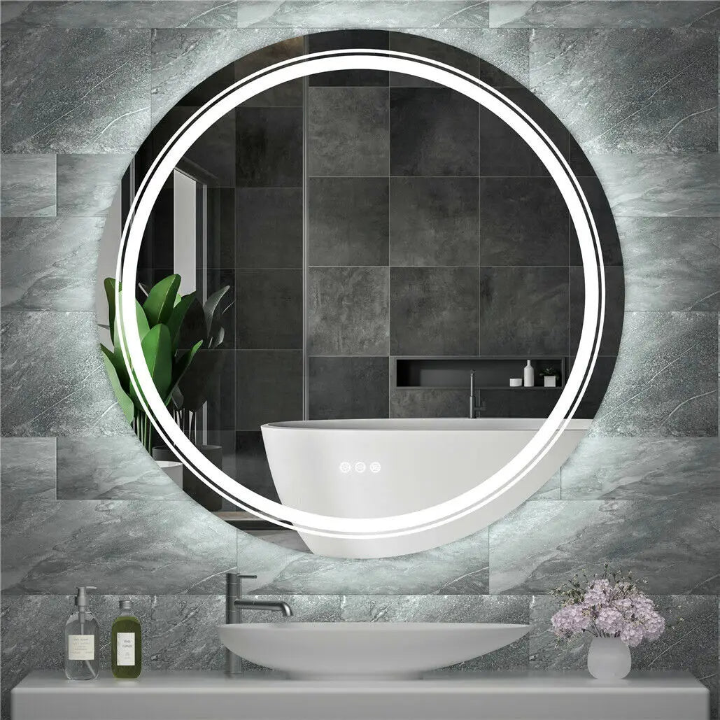 ELBURG, Round Anti-Fog Backlit Bathroom Mirror