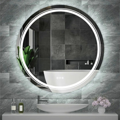 ELBURG, Round Anti-Fog Backlit Bathroom Mirror