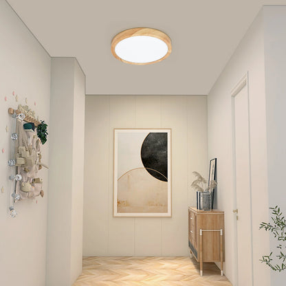 PHOENIX, Wood Effect Ultra-Slim Flush Ceiling Light