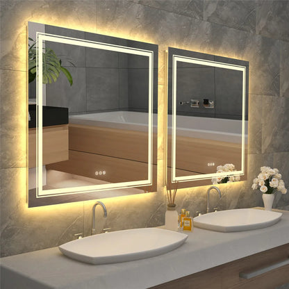 ELBURG, Square Anti-Fog Backlit Bathroom Mirror