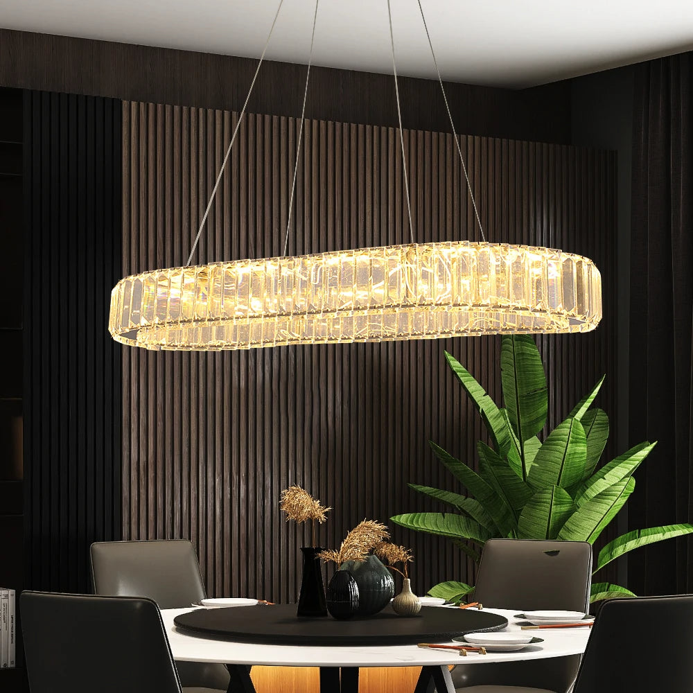 VANTAA, Modern Crystal Oval Pendant Chandelier