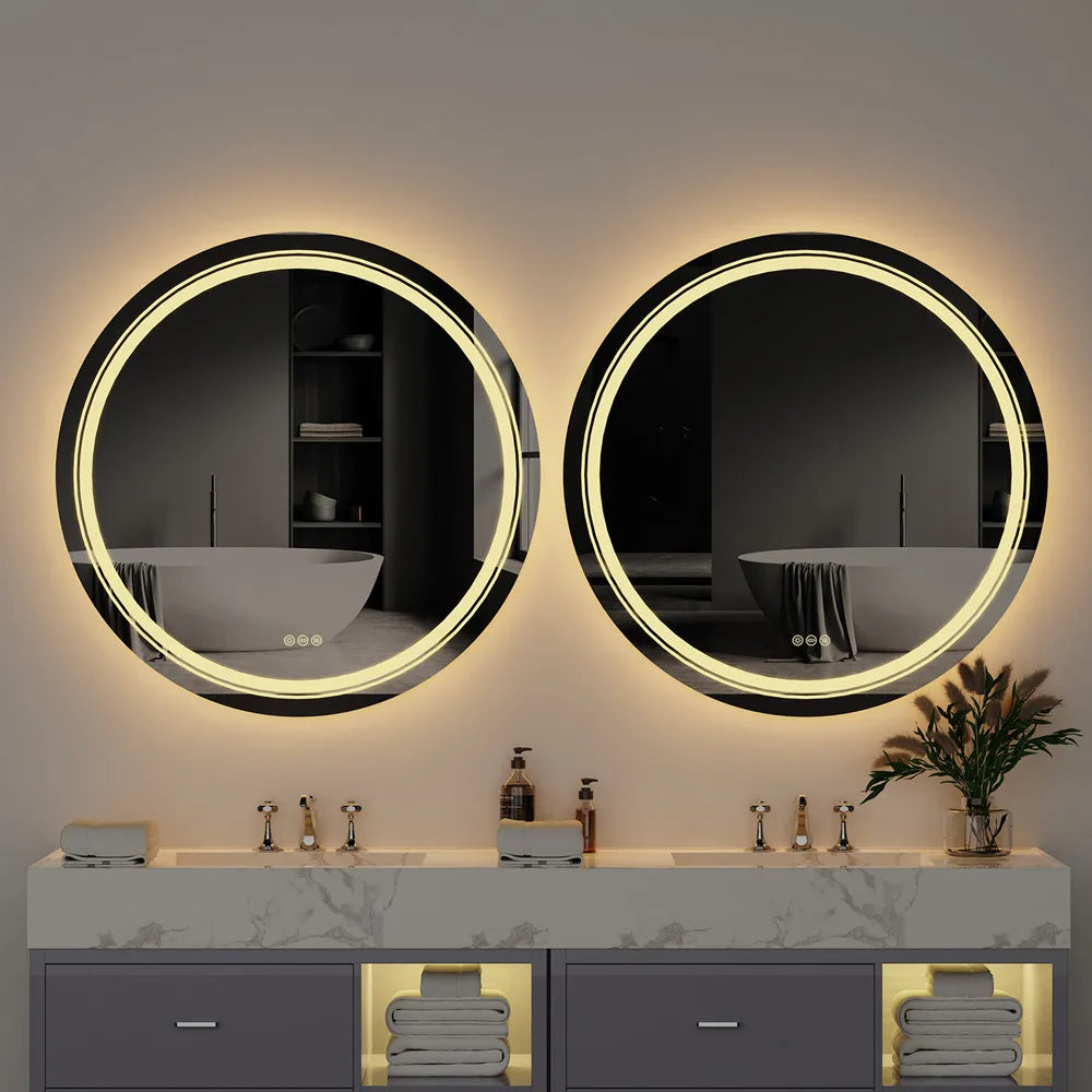 ELBURG, Round Anti-Fog Backlit Bathroom Mirror