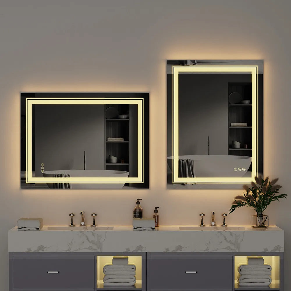 ELBURG, Rectangle Anti-Fog Backlit Bathroom Mirror