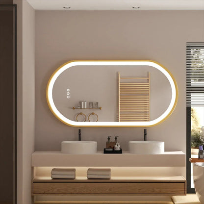 DUBAI, Oval Framed Anti-Fog Backlit Bathroom Mirror