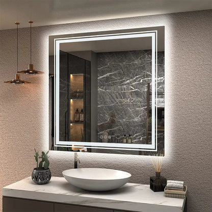 ELBURG, Square Anti-Fog Backlit Bathroom Mirror