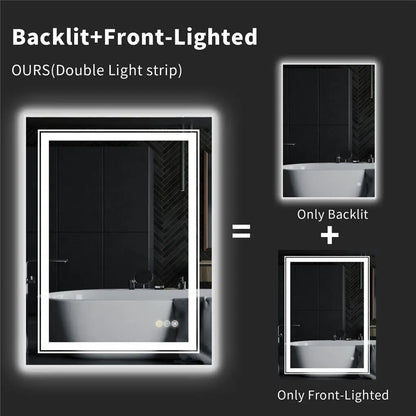 ELBURG, Rectangle Anti-Fog Backlit Bathroom Mirror