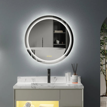 ELBURG, Round Anti-Fog Backlit Bathroom Mirror