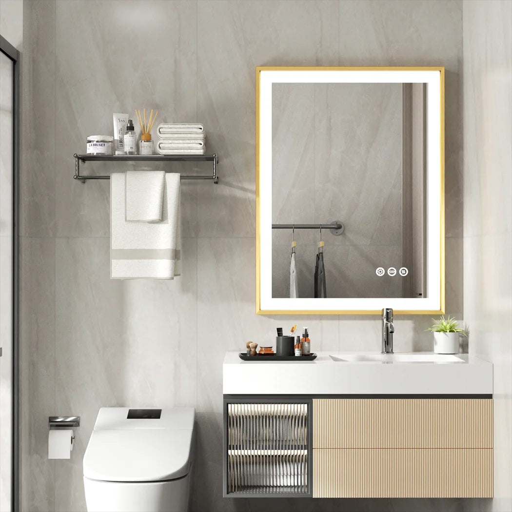 DUBAI, Rectangle Framed Anti-Fog Backlit Bathroom Mirror