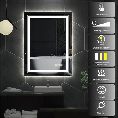 ELBURG, Rectangle Anti-Fog Backlit Bathroom Mirror