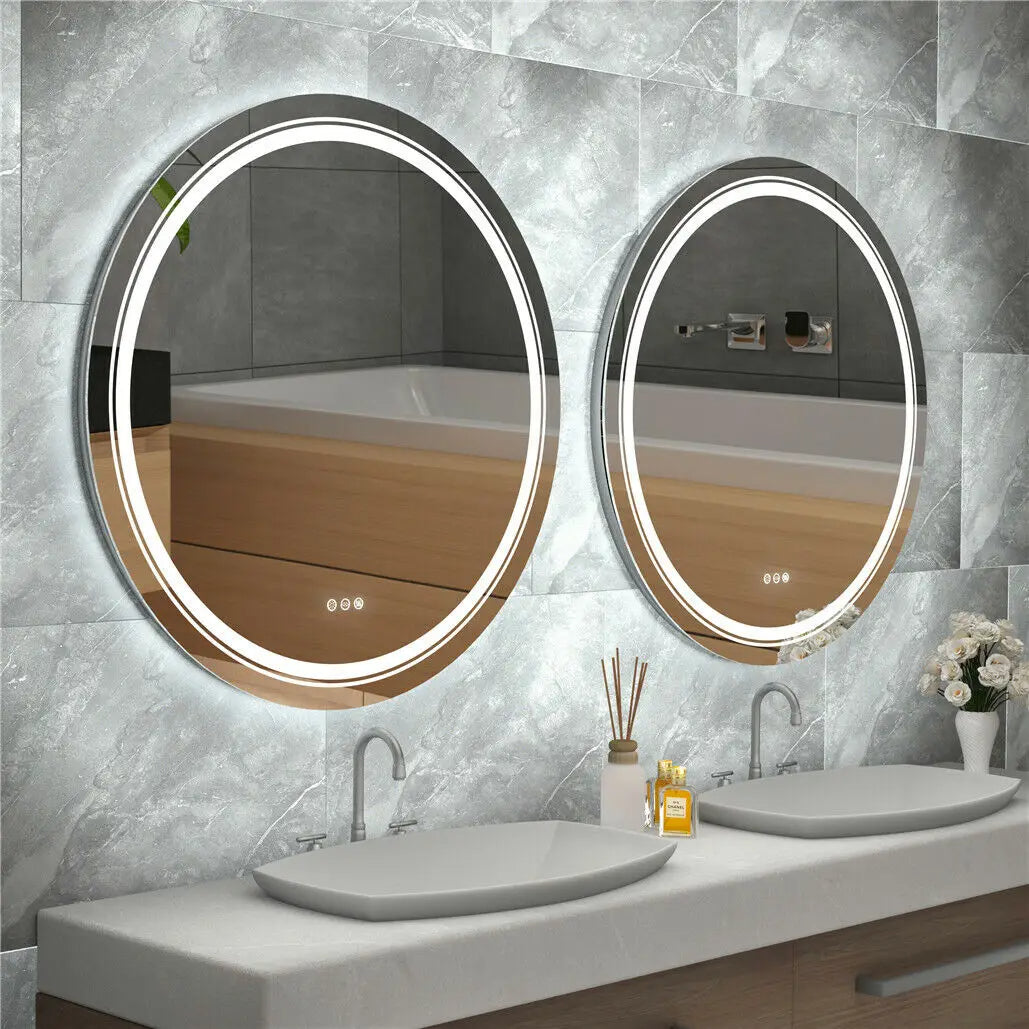 ELBURG, Round Anti-Fog Backlit Bathroom Mirror