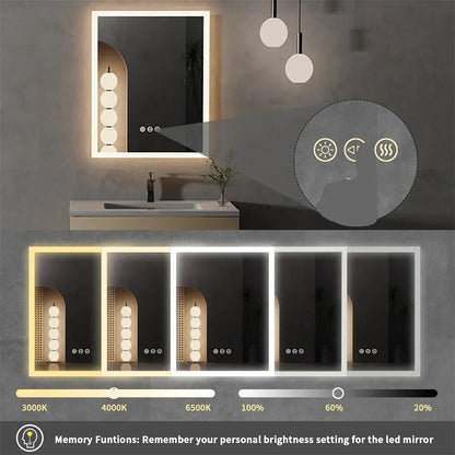 BREDA, Rectangle Anti-Fog  Illuminated Bathroom Mirror