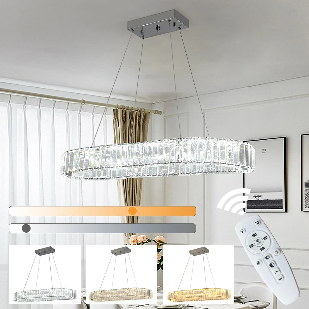 VANTAA, Modern Crystal Oval Pendant Chandelier