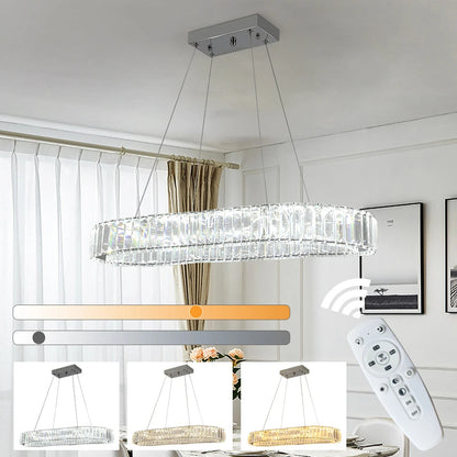 VANTAA, Modern Crystal Oval Pendant Chandelier