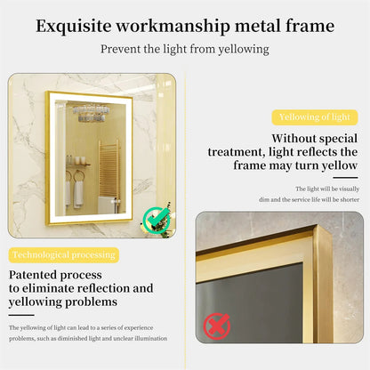 DUBAI, Rectangle Framed Anti-Fog Backlit Bathroom Mirror