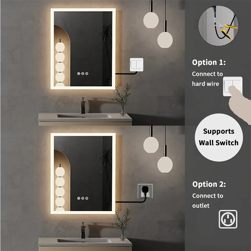 BREDA, Rectangle Anti-Fog  Illuminated Bathroom Mirror