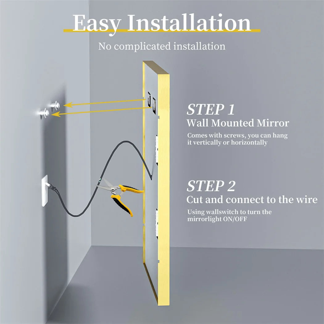 DUBAI, Rectangle Framed Anti-Fog Backlit Bathroom Mirror