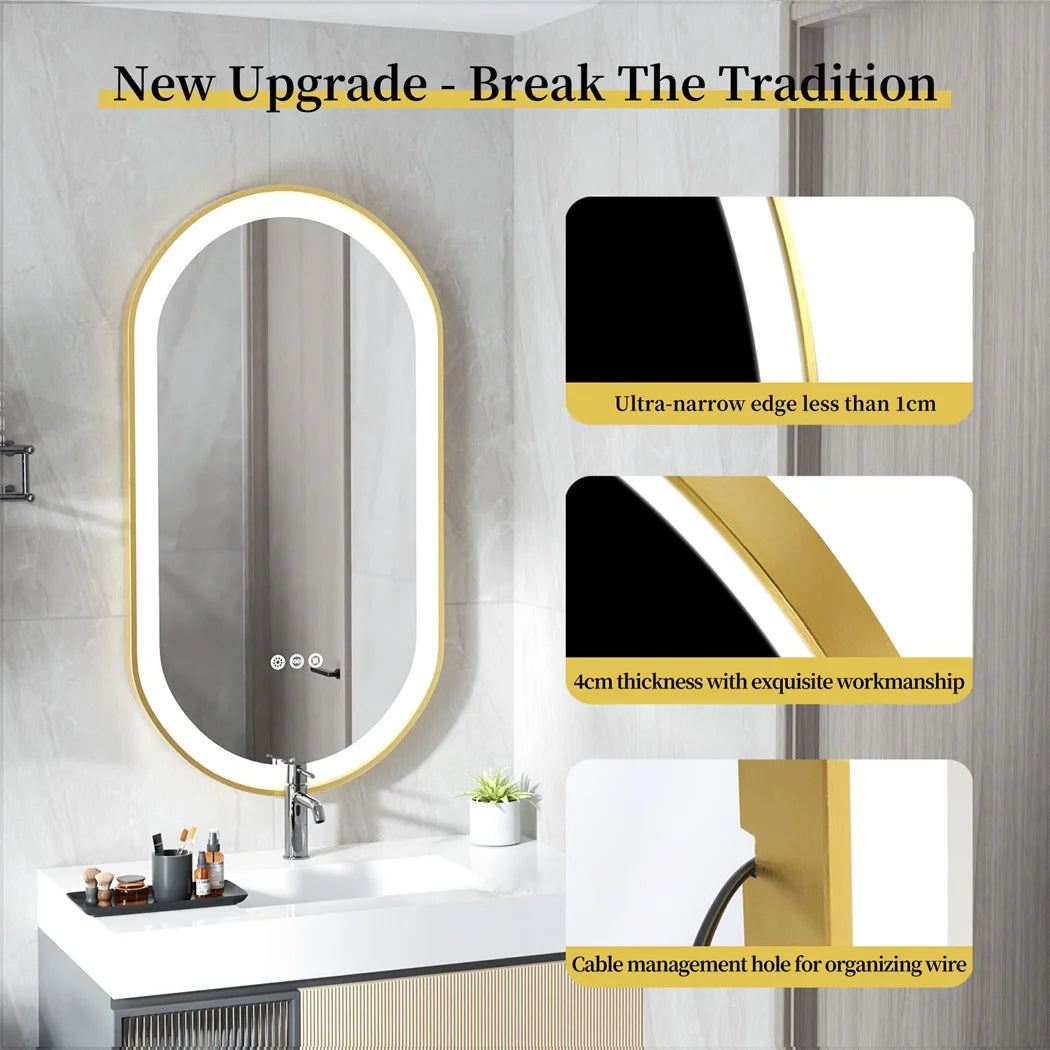 DUBAI, Oval Framed Anti-Fog Backlit Bathroom Mirror