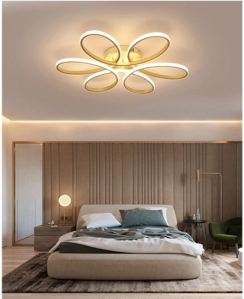 LUKI, Modern Twisted Gold Flower Shaped Light