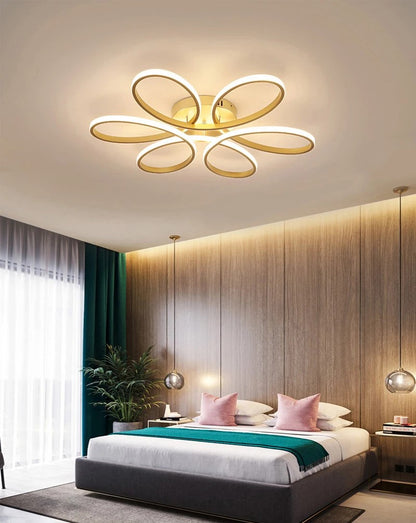 LUKI, Modern Twisted Gold Flower Shaped Light