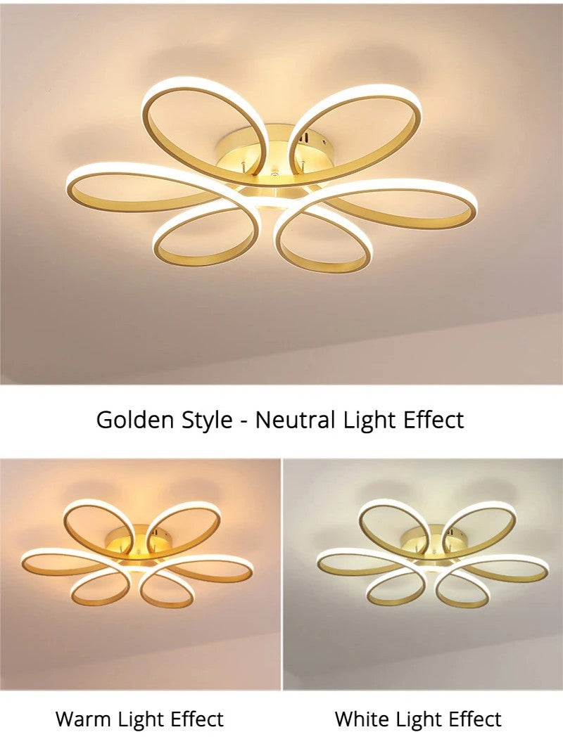 LUKI, Modern Twisted Gold Flower Shaped Light