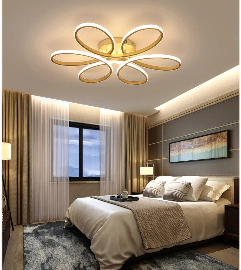 LUKI, Modern Twisted Gold Flower Shaped Light