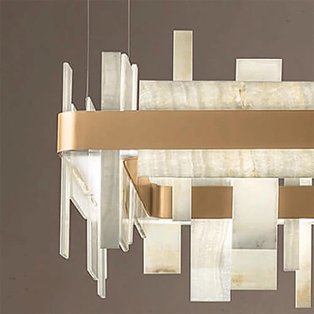 MONTREUX, Trendy Vintage Marble Square Chandelier Light Fixture 