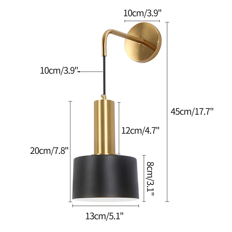 DERBY, Black And Gold Simplistic Vintage Wall Light - All About Lights