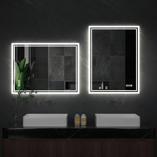 TILBURG, Rectangle Anti-Fog Backlit Bathroom Mirror - All About Lights