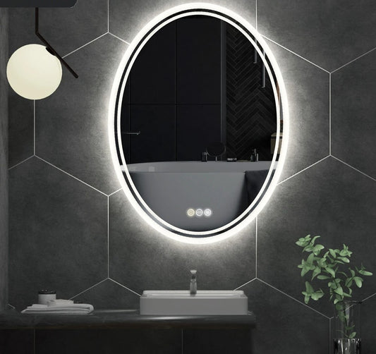 TILBURG, Oval Anti-Fog Backlit Bathroom Mirror - All About Lights