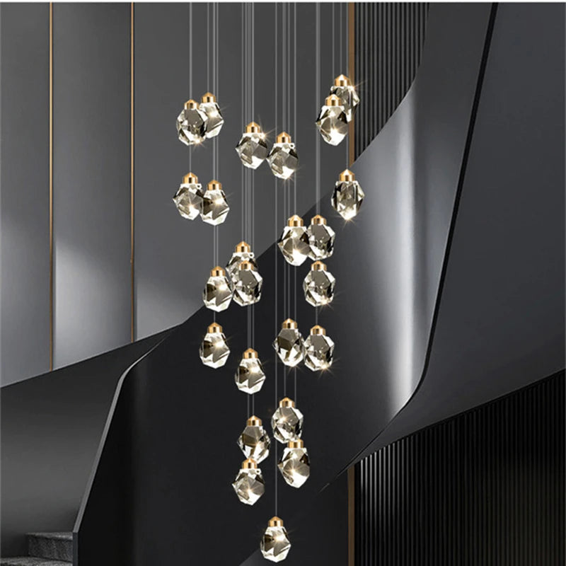 TURIN, Luxury Crystal Modern Spiral Chandelier 