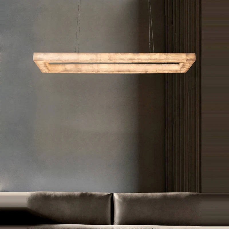 GENEVA, Rectangular Modern Marble Chandelier Light Fixture  