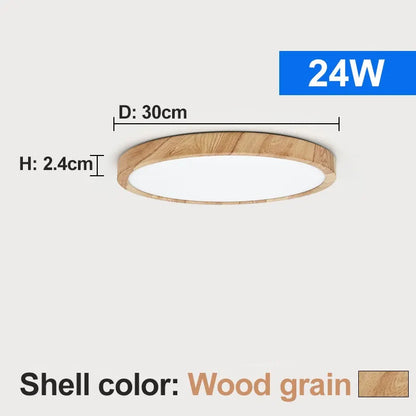 PHOENIX, Wood Effect Ultra-Slim Flush Ceiling Light