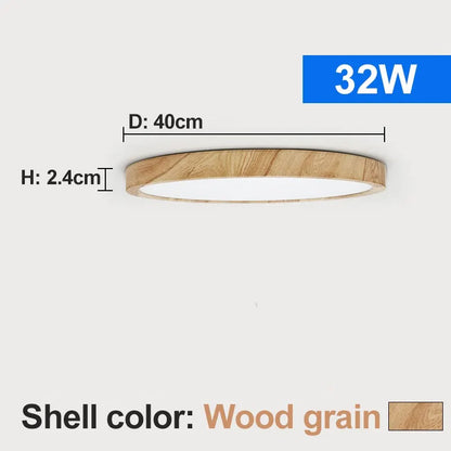 PHOENIX, Wood Effect Ultra-Slim Flush Ceiling Light